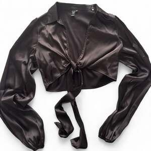 Francine Cropped Satin Top - Black